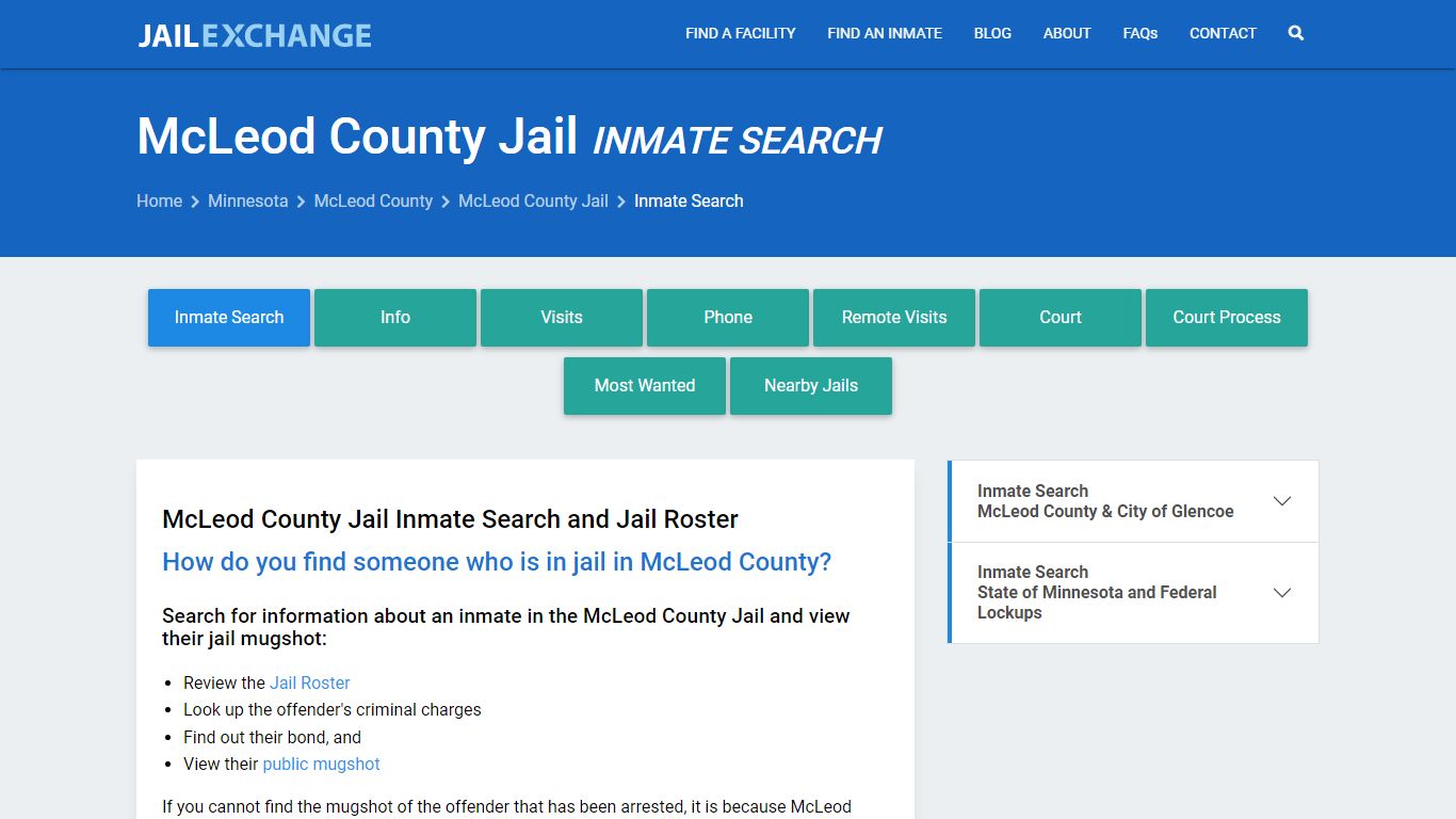 Inmate Search: Roster & Mugshots - McLeod County Jail, MN